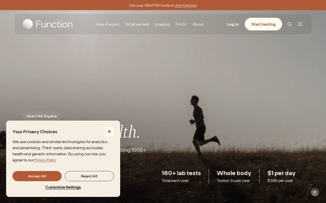 Portada de la web de Function Health