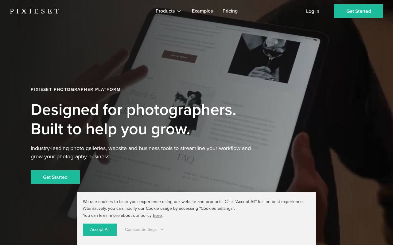 Portada de la web de Pixieset