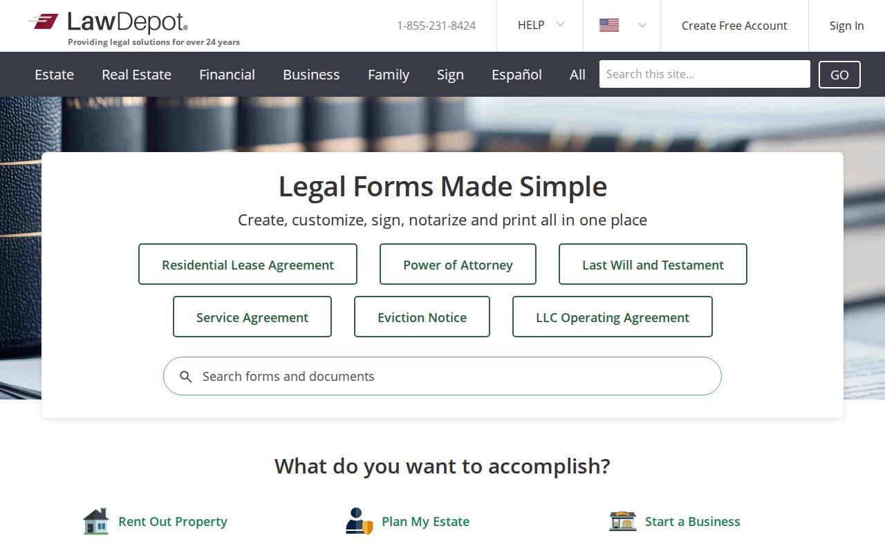 Portada de la web de LawDepot