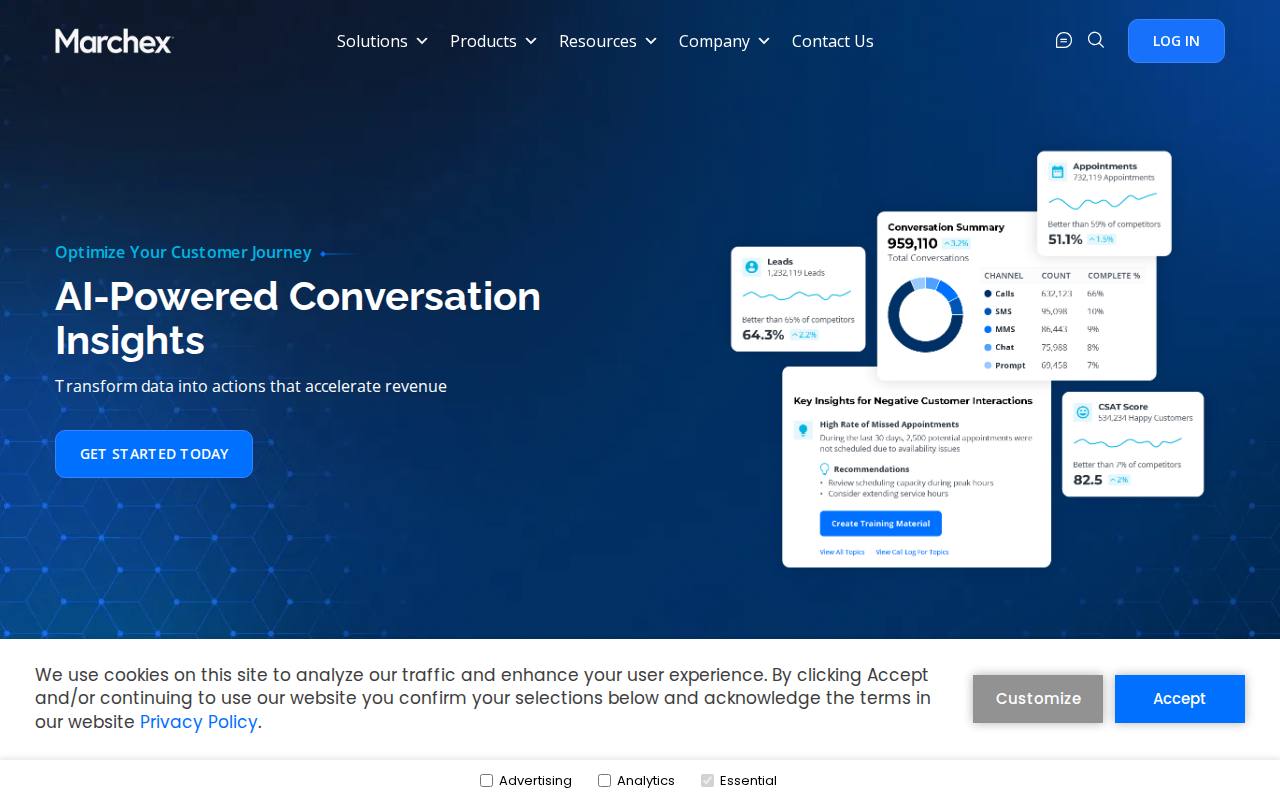 Portada de la web de Marchex, competidor directo de CallRail